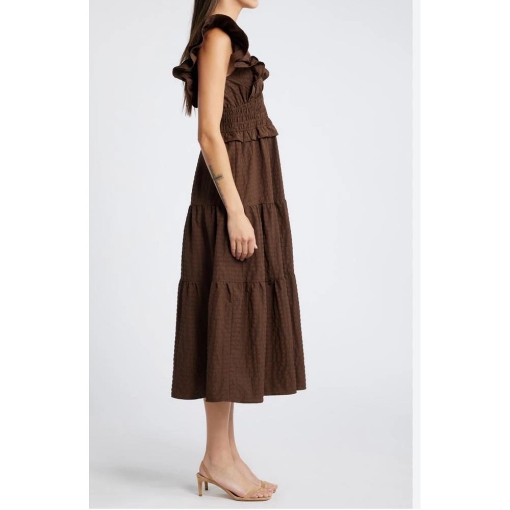 MOON RIVER Ruffle Midi Dress Large - Picture 2 of 12